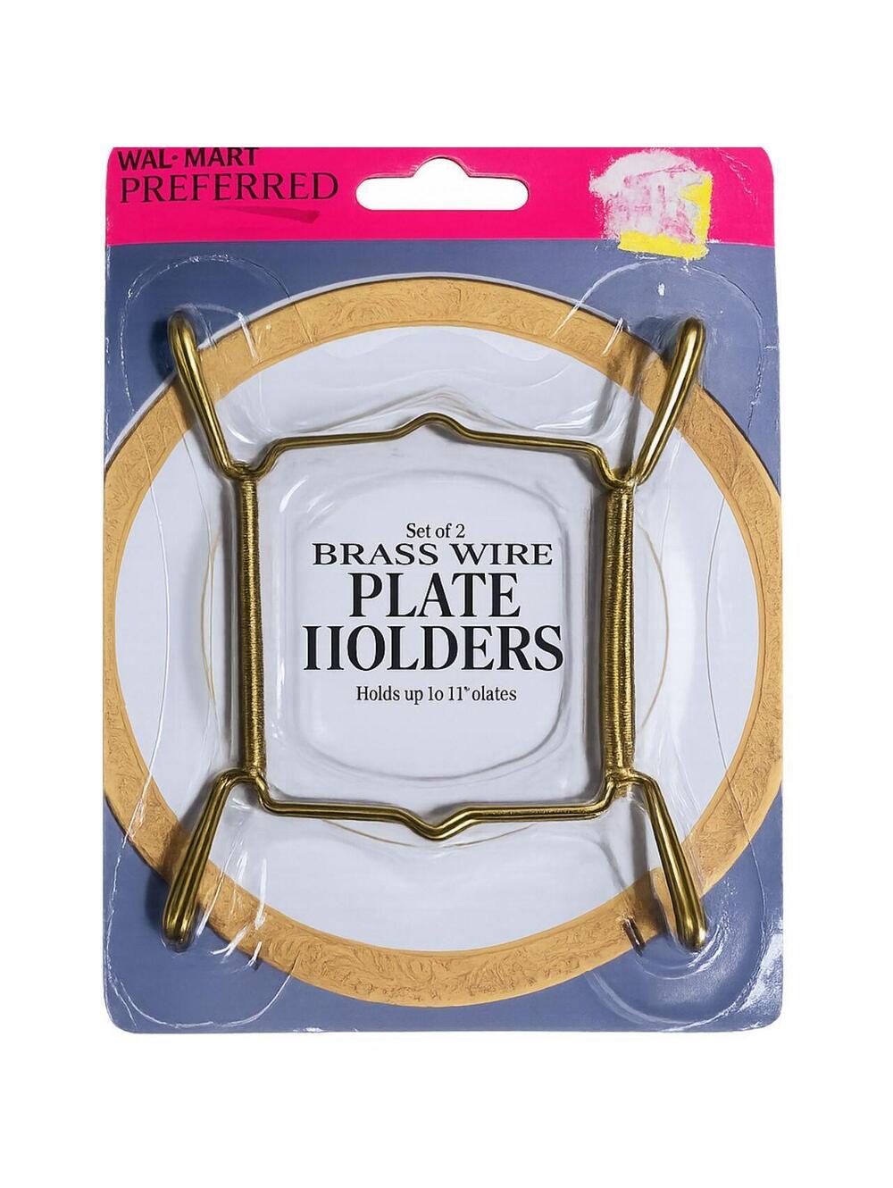 Set of 2 Brass Wire Plate Holders.